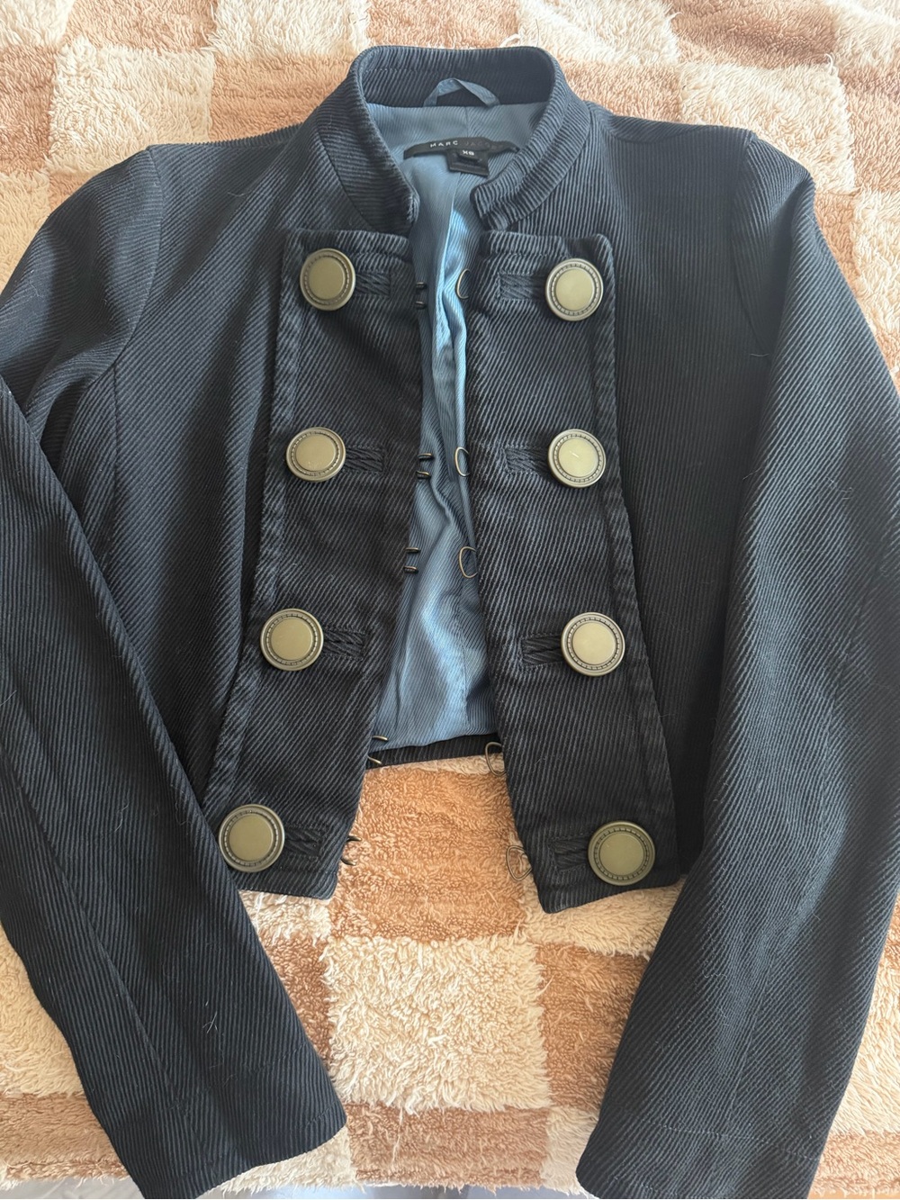 Marc Jacobs Rare Vintage Corduroy Military-Style Cropped Jacket - black